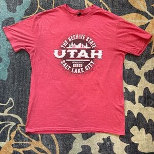 Utah Tee Shirt L Beehive State Red Salt Lake City SLC 1896